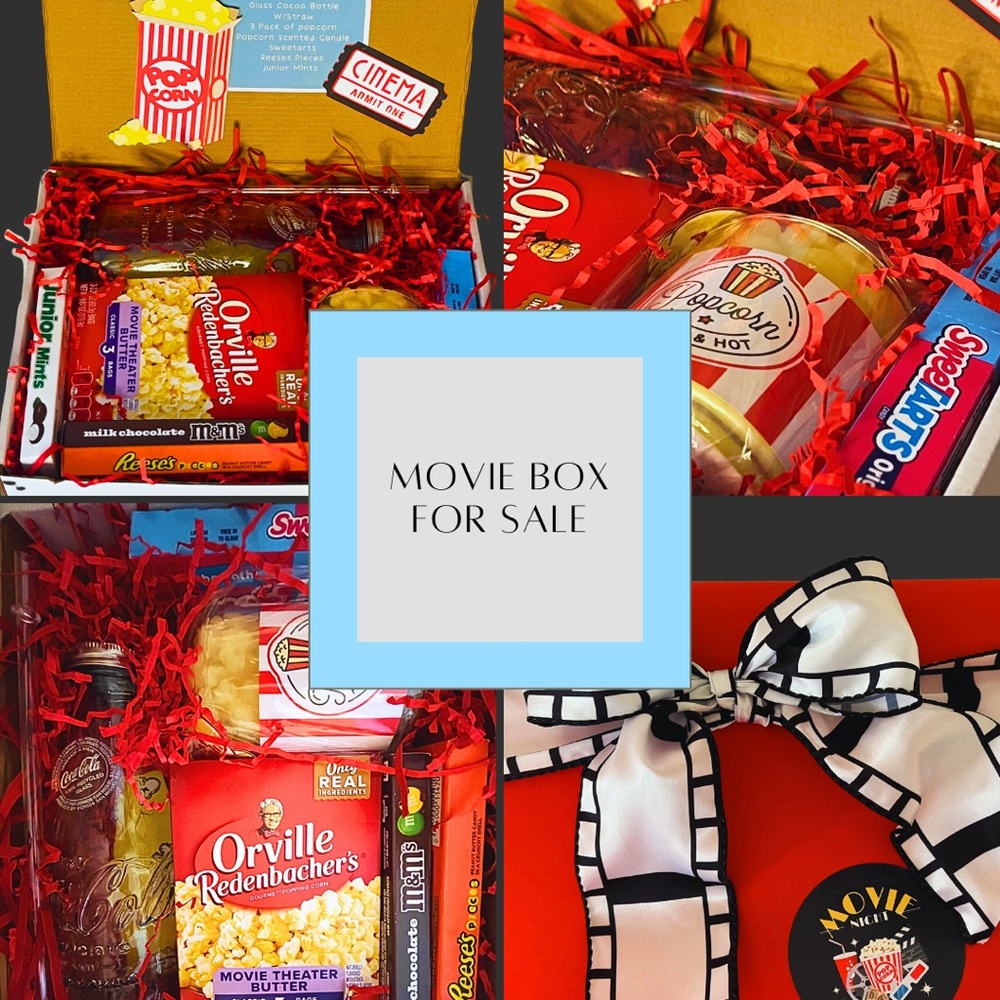 Movie Night Gift Box with Glass Coca Cola Bottles w/straw